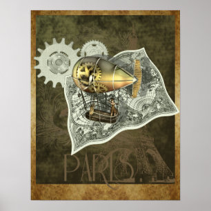Steampunk Diriable Air Tour Wall Afdrukken Poster
