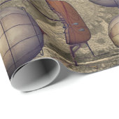  Steampunk Diriable Airships & Cog Wheels Cadeaupapier (Rol Hoek)