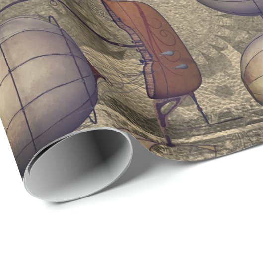  Steampunk Diriable Airships & Cog Wheels Cadeaupapier (Rol Hoek)