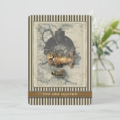 Steampunk Dirigibele Ballonevenuitnodiging Kaart (Staand voorkant)