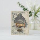 Steampunk Dirigibele ballonvaarde Briefkaart (Staand voorkant)