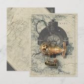 Steampunk Dirigibele ballonvaarde Briefkaart (Voorkant / Achterkant)