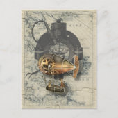 Steampunk Dirigibele ballonvaarde Briefkaart (Voorkant)