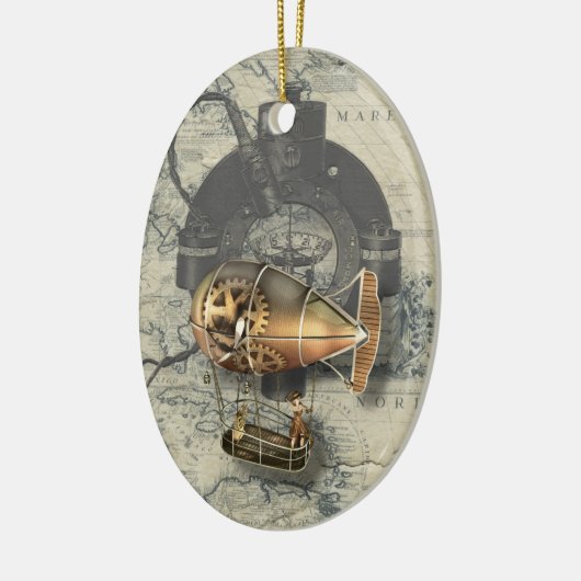Steampunk Dirigibele ballonvaarde Keramisch Ornament (Links)