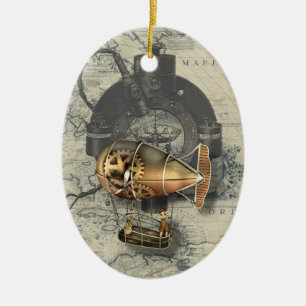 Steampunk Dirigibele ballonvaarde Keramisch Ornament