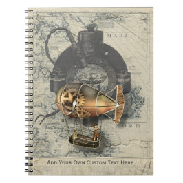 Steampunk Dirigibele ballonvaarde Notitieboek
