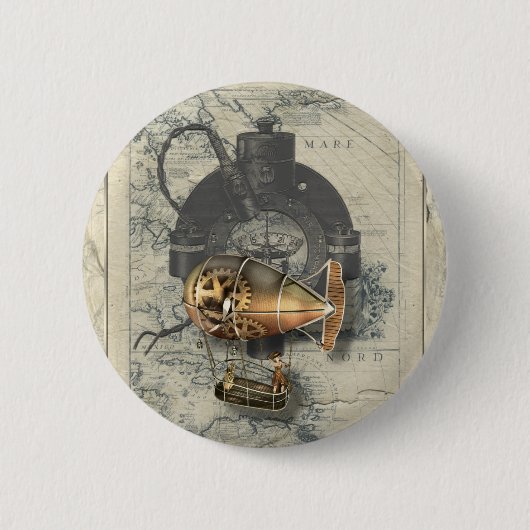 Steampunk Dirigibele ballonvaarde Ronde Button 5,7 Cm (Voorkant)