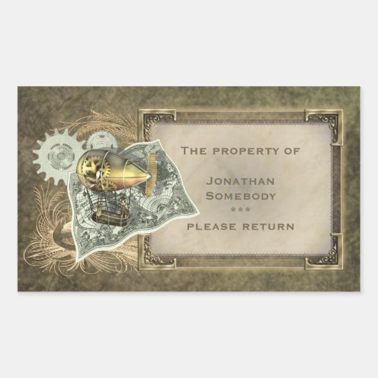 Steampunk Diriible Air Tour Boekplaat Stickers (Voorkant)