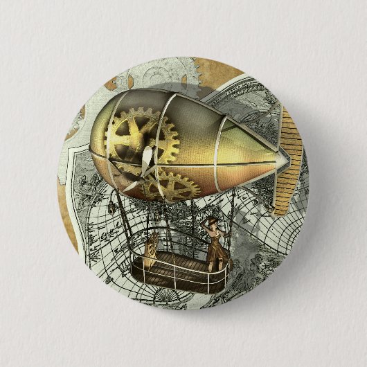 Steampunk Diriible Air Tour Button (Voorkant)