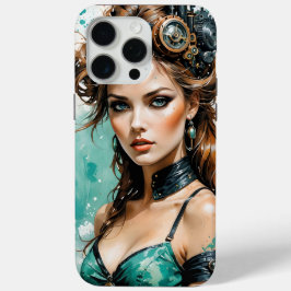 Steampunk Diva ⚙️ Style Retro-Futurist iPhone 15 Pro Max Hoesje