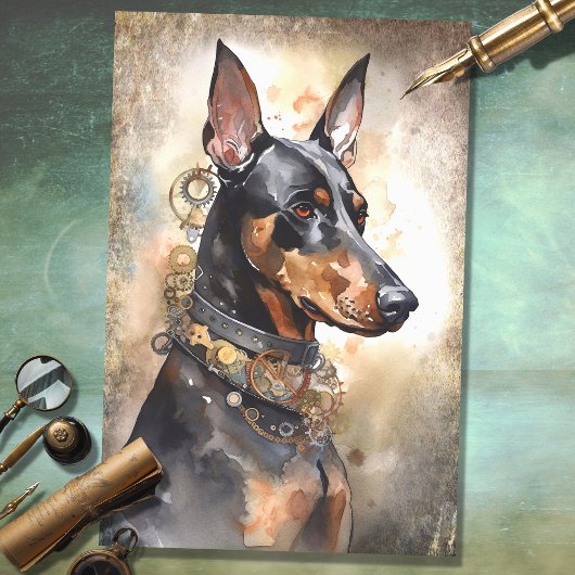 Steampunk Doberman 1 Decoupage papier