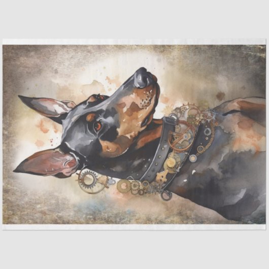 Steampunk Doberman 1 Decoupage papier (Voorkant)