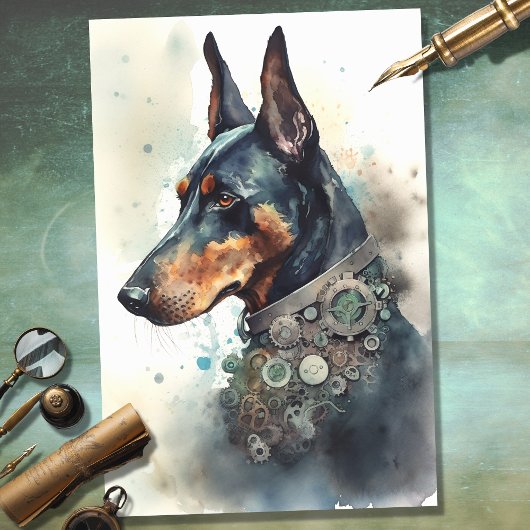 Steampunk Doberman 3 Decoupage papier