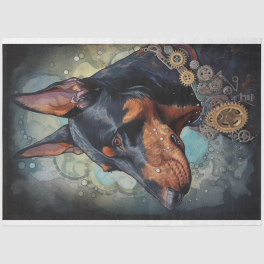 Steampunk Doberman 4 Decoupage papier (Voorkant)