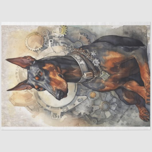 Steampunk Doberman 5 Decoupage papier (Voorkant)