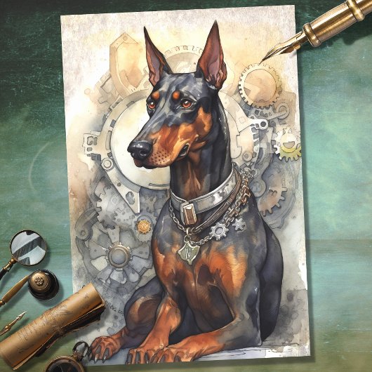 Steampunk Doberman 5 Decoupage papier
