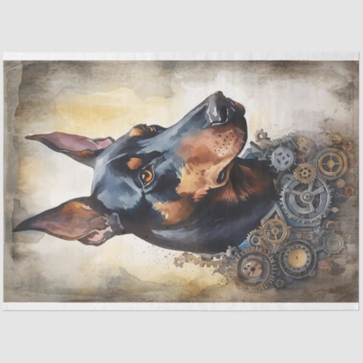 Steampunk Doberman 6 Decoupage papier (Voorkant)