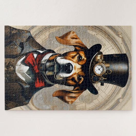 Steampunk Dog Jig Saw Puzzle Legpuzzel (Horizontaal)