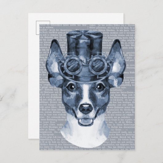 Steampunk Dog op Tekst Briefkaart (Voorkant / Achterkant)