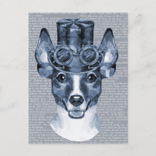 Steampunk Dog op  Tekst Briefkaart (Voorkant)
