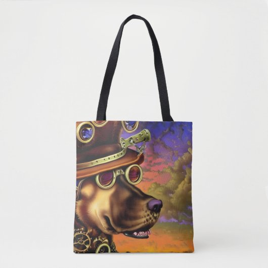 Steampunk Dog Portrait Tote Bag (Voorkant)
