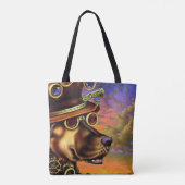 Steampunk Dog Portrait Tote Bag (Achterkant)