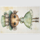 Steampunk Doll Green Jurk & Pet AM5 Decoupage Tissuepapier (Voorkant)