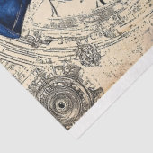 Steampunk Doll in Blue Dress & Pet AM4 Decoupage Tissuepapier (Detail)