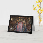 steampunk door greeting card kaart (Gele Bloem)