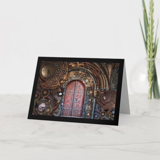 steampunk door greeting card kaart (Voorkant)