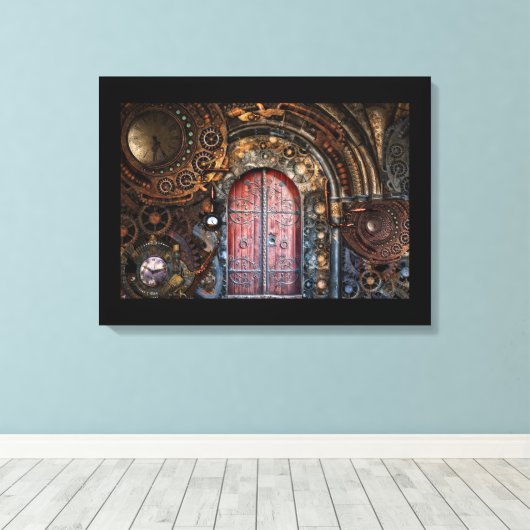 Steampunk Door Wrapped Canvas (Insitu (Houten vloer))