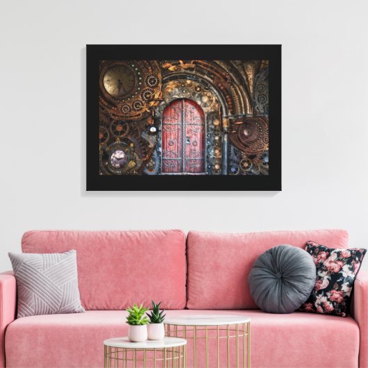 Steampunk Door Wrapped Canvas (Insitu (Woonkamer))