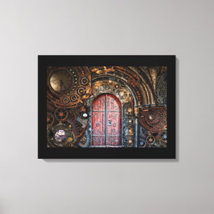 Steampunk Door Wrapped Canvas Afdruk