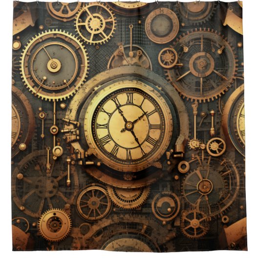 Steampunk douchegordijn (Voorkant)