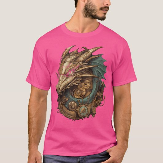 Steampunk Dragon Art Gears Grafisch Ontwerp Kunstw T-shirt (Voorkant)