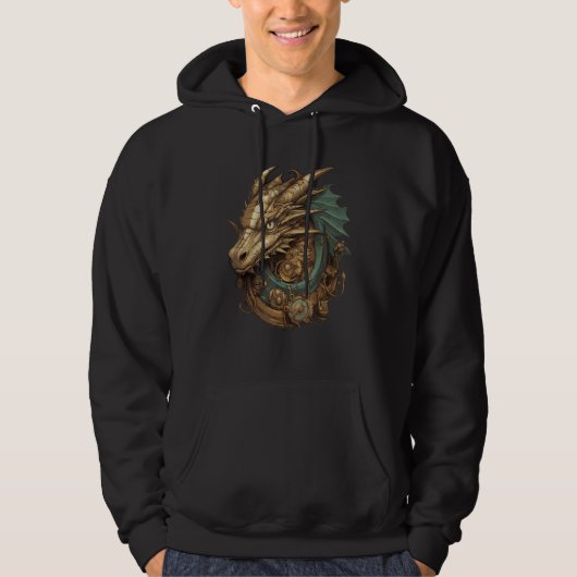 Steampunk Dragon Art Gears Graphic Artwork Fantasy Hoodie (Voorkant)