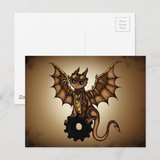 Steampunk Dragon Briefkaart (Voorkant / Achterkant)