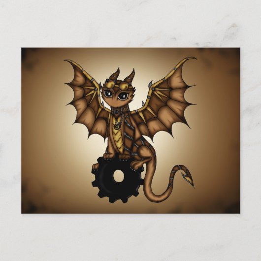 Steampunk Dragon Briefkaart (Voorkant)
