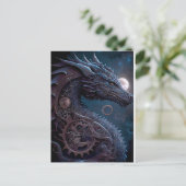 Steampunk Dragon Briefkaart (Staand voorkant)