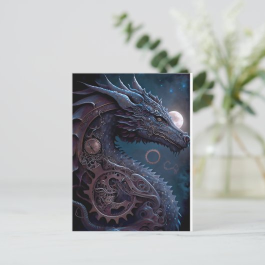 Steampunk Dragon Briefkaart (Staand voorkant)