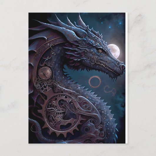 Steampunk Dragon Briefkaart (Voorkant)