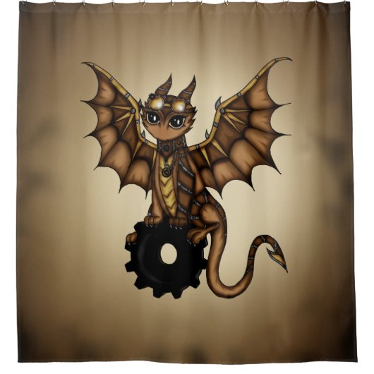 steampunk dragon douchegordijn (Voorkant)