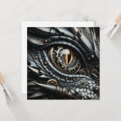 Steampunk Dragon Eye Close-up AI Art Kaart (Voorkant / Achterkant in situ)