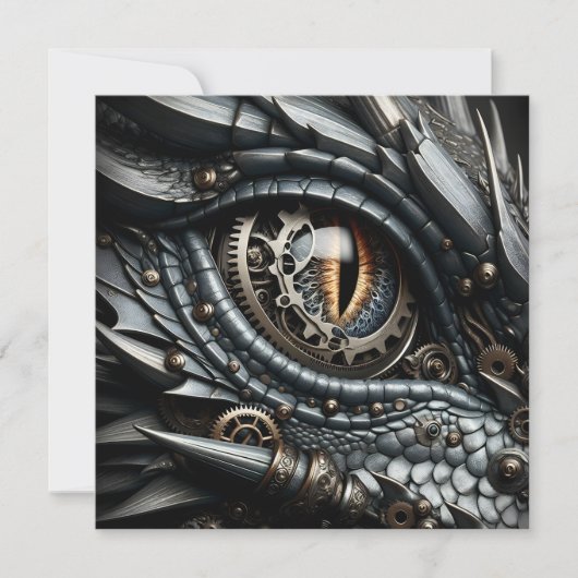 Steampunk Dragon Eye Close-up AI Art Kaart (Voorkant)