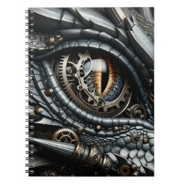 Steampunk Dragon Eye Close-up AI Art Notitieboek