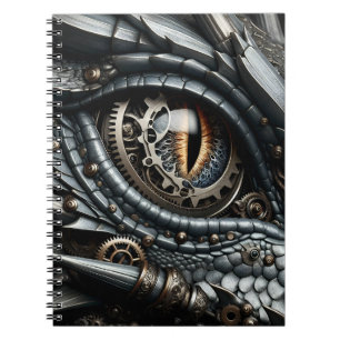 Steampunk Dragon Eye Close-up AI Art Notitieboek