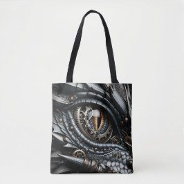 Steampunk Dragon Eye Close-up AI Art Tote Bag