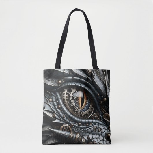 Steampunk Dragon Eye Close-up AI Art Tote Bag (Voorkant)