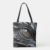 Steampunk Dragon Eye Close-up AI Art Tote Bag (Achterkant)