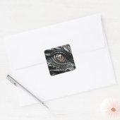 Steampunk Dragon Eye Close-up AI Art Vierkante Sticker (Envelop)